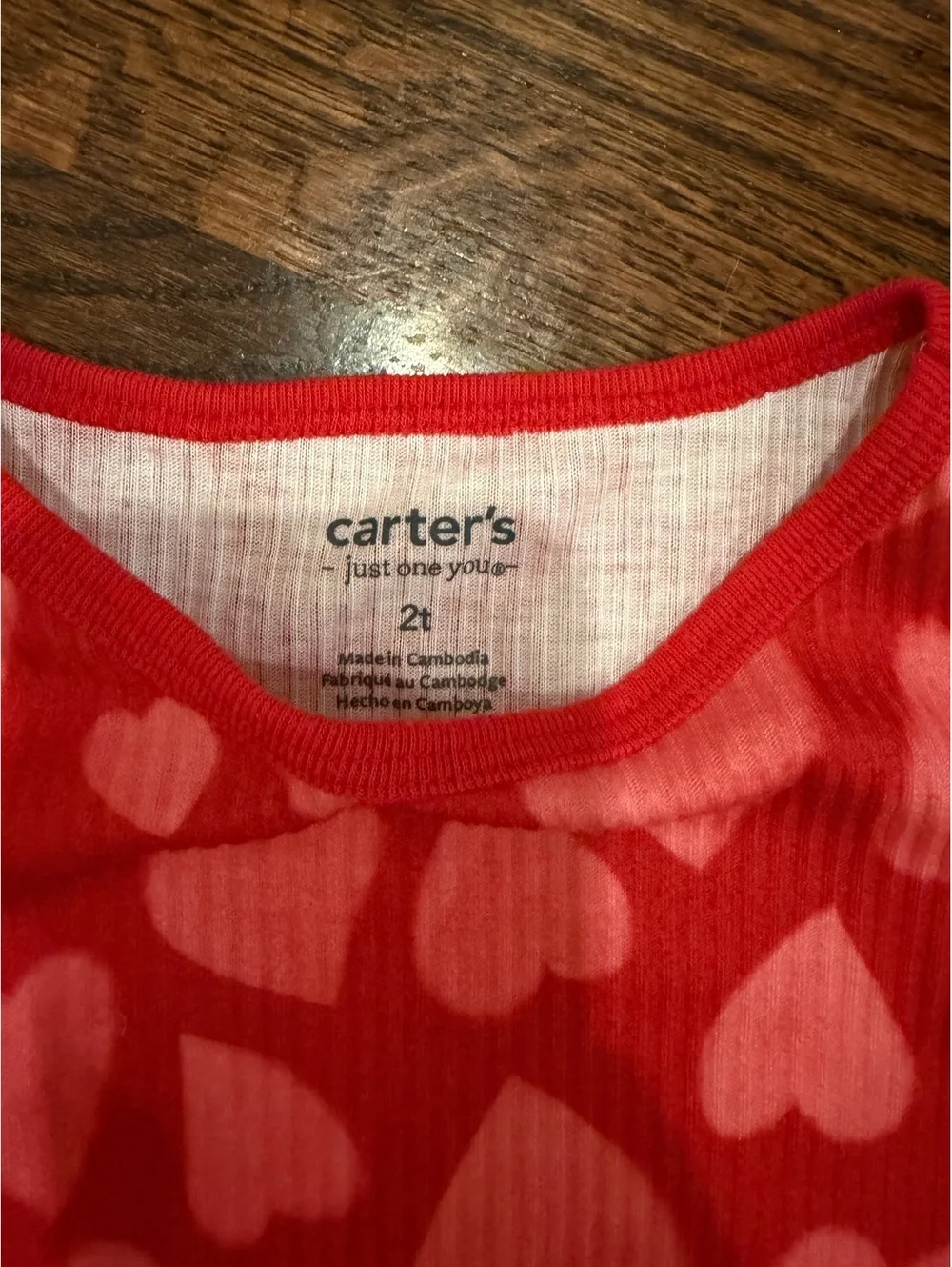Carter’s Toddler 2T Red Pink Heart Pajama Set Valentine’s Long Sleeve PJs